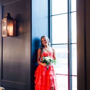 Elegant Red and Black Prom Dress